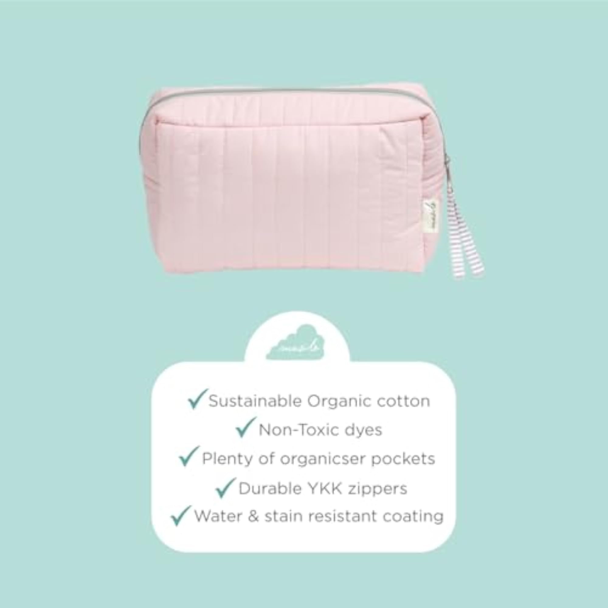Organic Cotton Organiser Pouch, Travel Friendly Multipurpose Kit